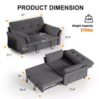 Dyonery Canapé-lit 51 avec pochette latérale, petit canapé-lit convertible 2 en 1 pour appartement, chambre et petit espace