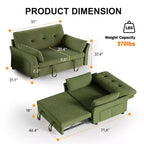 Dyonery Canapé-lit 51 avec pochette latérale, petit canapé-lit convertible 2 en 1 pour appartement, chambre et petit espace