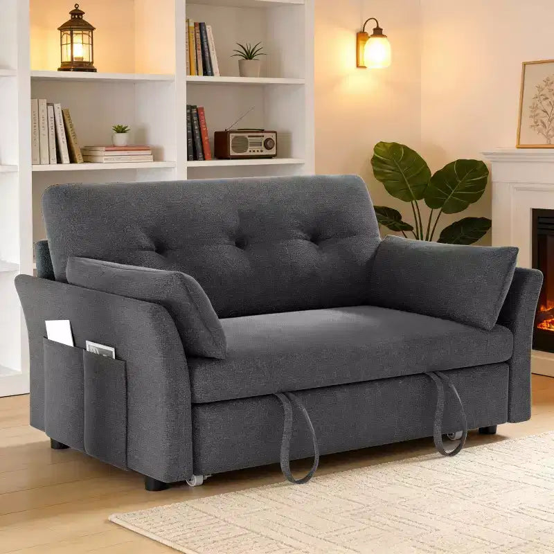 Dyonery Canapé-lit 51 avec pochette latérale, petit canapé-lit convertible 2 en 1 pour appartement, chambre et petit espace