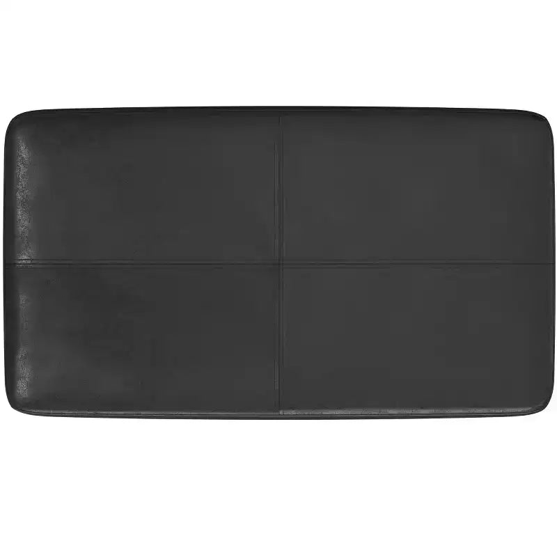 Banc repose-pieds étroit Bragg de 68,5 cm de large, style Mid-Century, en similicuir végan vieilli noir
