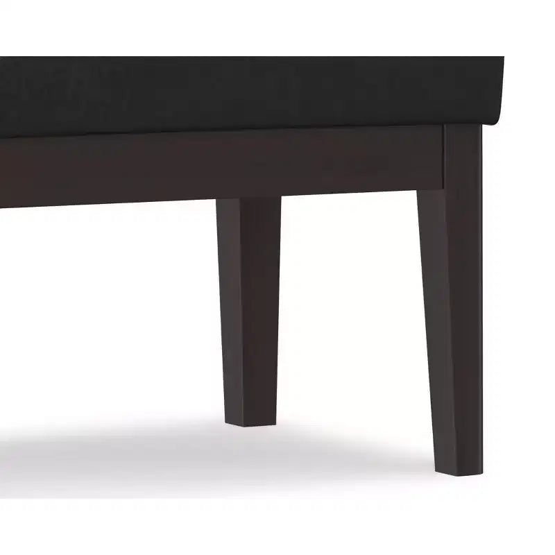 Banc repose-pieds étroit Bragg de 68,5 cm de large, style Mid-Century, en similicuir végan vieilli noir