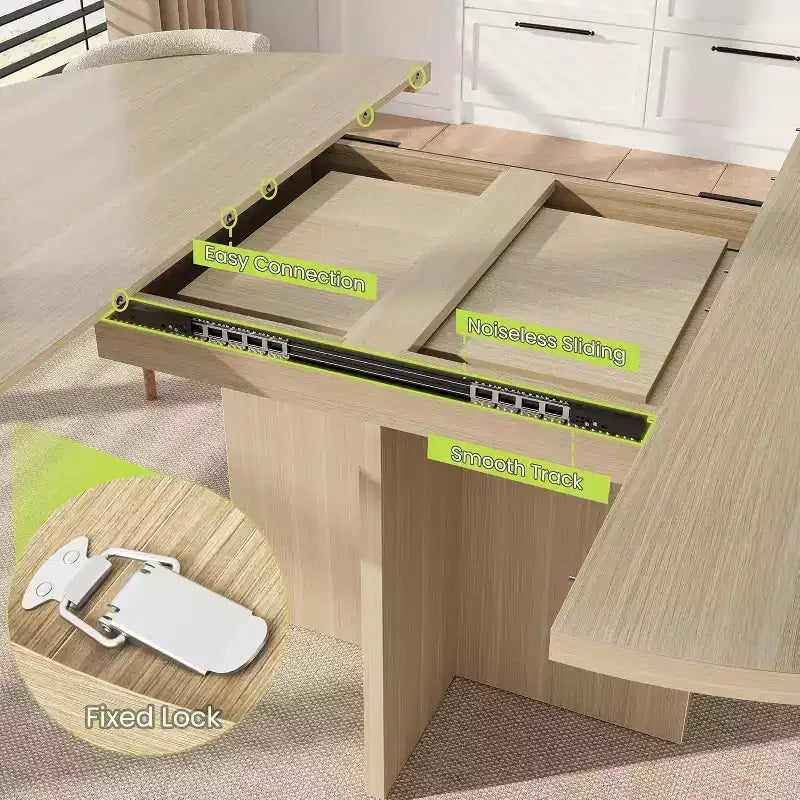 Table à manger ronde extensible de 43,3'' à 59'' pour 4 à 8 personnes, Table à manger ovale de cuisine moderne avec rallonges amovibles, Table de salle à manger, cuisine