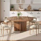 Table à manger ronde extensible de 43,3'' à 59'' pour 4 à 8 personnes, Table à manger ovale de cuisine moderne avec rallonges amovibles, Table de salle à manger, cuisine
