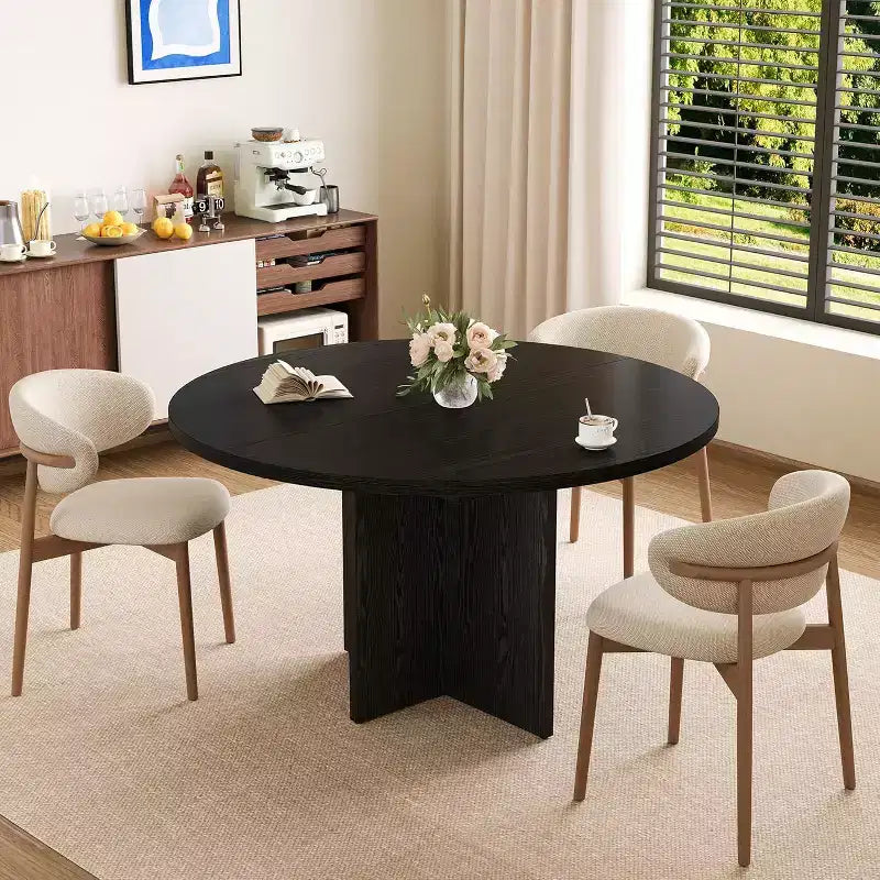 Table à manger ronde extensible de 43,3'' à 59'' pour 4 à 8 personnes, Table à manger ovale de cuisine moderne avec rallonges amovibles, Table de salle à manger, cuisine