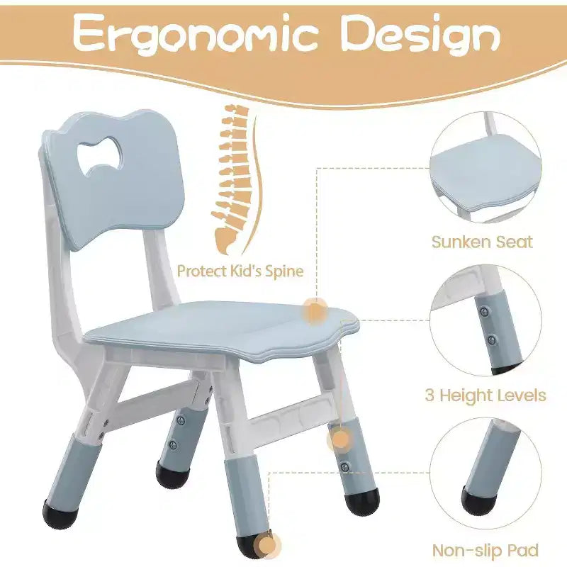 Table enfant avec chaise, réglable en hauteur, avec plateau en graphite, table enfant avec 4 chaises pour maternelle crèche, chaise ergonomique