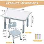 Table enfant avec chaise, réglable en hauteur, avec plateau en graphite, table enfant avec 4 chaises pour maternelle crèche, chaise ergonomique