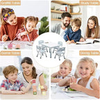 Table enfant avec chaise, réglable en hauteur, avec plateau en graphite, table enfant avec 4 chaises pour maternelle crèche, chaise ergonomique