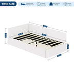 Lit de repos double COZONY avec barrières de sécurité, cadre de lit d'angle rembourré en velours avec tête de lit pour chambre d'enfant