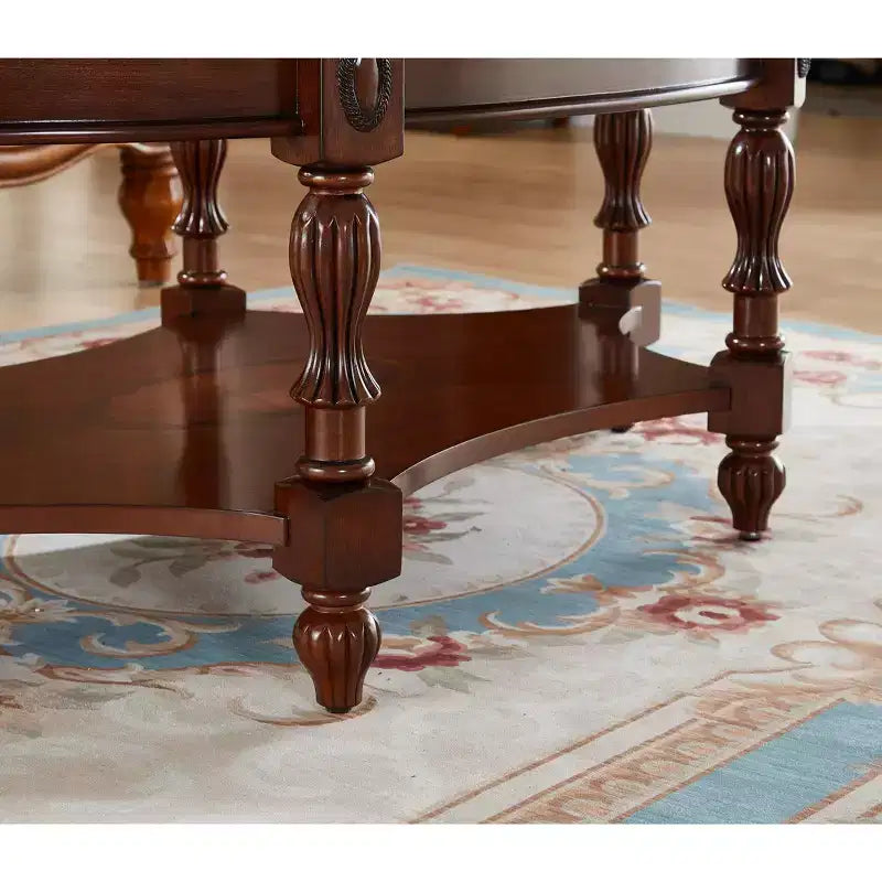 EHMKNP Table basse élégante en bois massif avec plateau en verre