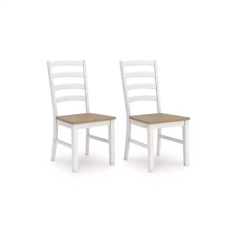 Signature Design by Ashley Westlinport - Chaises de salle à manger, lot de 2, cadre blanc avec assise en bois profilée marron