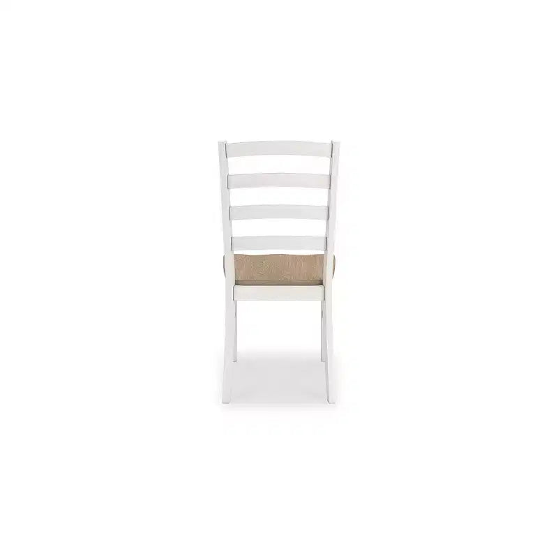 Signature Design by Ashley Westlinport - Chaises de salle à manger, lot de 2, cadre blanc avec assise en bois profilée marron