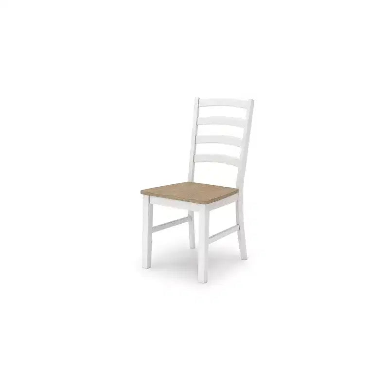 Signature Design by Ashley Westlinport - Chaises de salle à manger, lot de 2, cadre blanc avec assise en bois profilée marron
