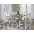 Signature Design by Ashley Westlinport - Chaises de salle à manger, lot de 2, cadre blanc avec assise en bois profilée marron