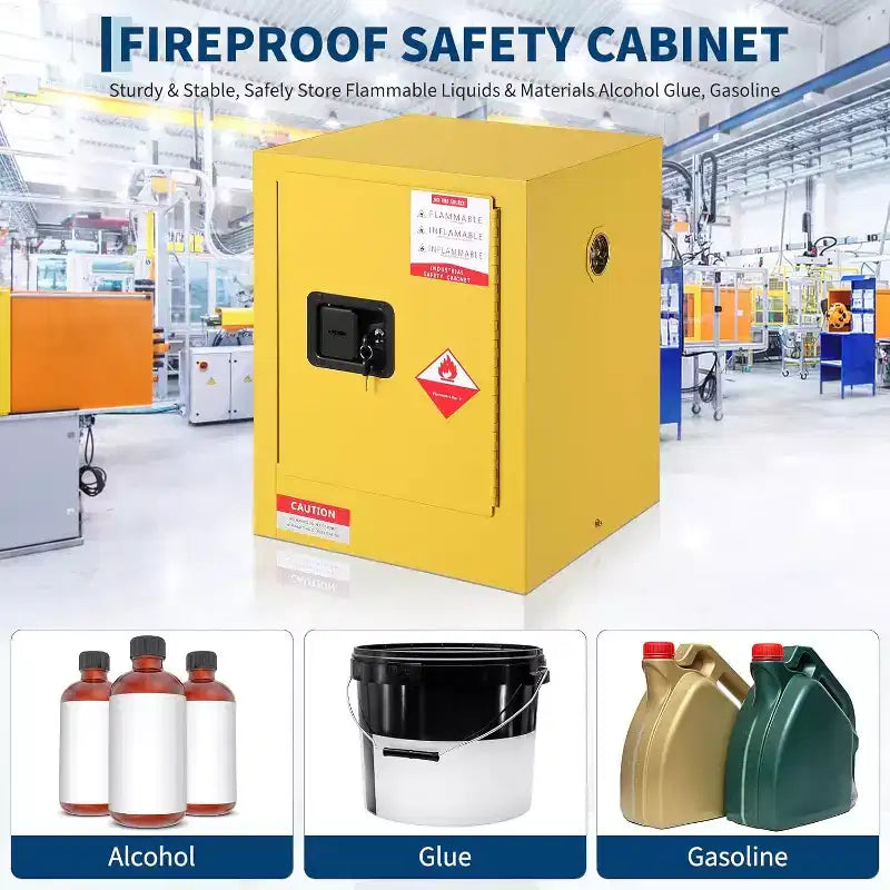 COZONY Armoire de Rangement Ignifuge 4 Gallons, Armoire de Sécurité Ignifuge avec Étagères Réglables, Portes à Fermeture Manuelle, Construction en Acier Galvanisé 17 x 17 x 22