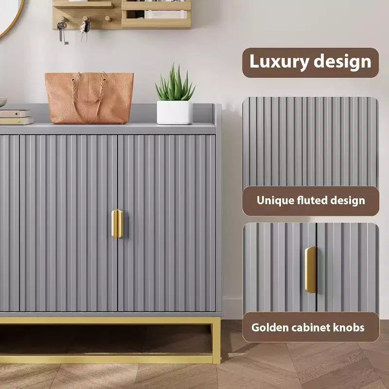 Buffet cannelé de 47,2 po avec armoire de rangement, buffet de cuisine moderne avec étagères réglables avec portes pour salon, cuisine, entrée
