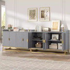 Buffet cannelé de 47,2 po avec armoire de rangement, buffet de cuisine moderne avec étagères réglables avec portes pour salon, cuisine, entrée