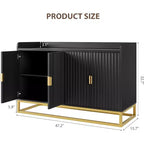 Buffet cannelé de 47,2 po avec armoire de rangement, buffet de cuisine moderne avec étagères réglables avec portes pour salon, cuisine, entrée