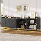 Buffet cannelé de 47,2 po avec armoire de rangement, buffet de cuisine moderne avec étagères réglables avec portes pour salon, cuisine, entrée
