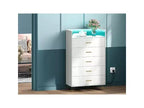 Commode Intelligente COZONY 5 Tiroirs avec LED RGB et Recharge, Commode de Rangement Contrôlée par Application pour Chambre et Salon