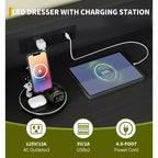 Commode Intelligente COZONY 5 Tiroirs avec LED RGB et Recharge, Commode de Rangement Contrôlée par Application pour Chambre et Salon