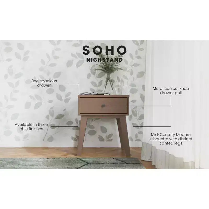 Table de chevet à 1 tiroir Child Craft SOHO pour chambre de bébé ou d'enfant, grand tiroir de rangement, fabriquée en pin robuste, finition non toxique et sans danger pour les bébés