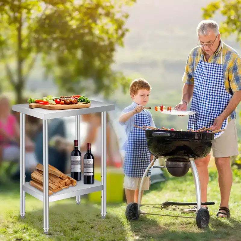 Table de travail Acekool en acier inoxydable de 30 x 24 pouces avec étagère inférieure