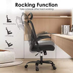 Chaise de bureau ergonomique TUYOHW, chaise pivotante d'ordinateur avec support lombaire réglable, accoudoirs relevables, appui-tête et dossier en maille pour la maison, la chambre à coucher