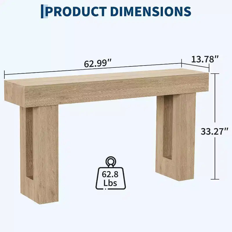COZONY Table console longue en bois de 160 cm, rectangulaire, style ferme, résistante à l'eau et aux rayures, pour salon, couloir, hall d'entrée, derrière le canapé