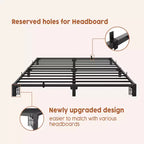 Cadre de lit métallique King Size 8 pouces, plateforme profil bas avec base de matelas robuste, montage facile sans bruit, pas besoin de sommier.
