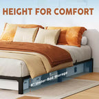 Cadre de lit métallique King Size 8 pouces, plateforme profil bas avec base de matelas robuste, montage facile sans bruit, pas besoin de sommier.
