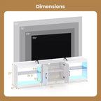 Meuble TV Costway avec prises de courant, lumières LED réglables et placard de rangement pour téléviseurs jusqu'à 85 pouces, noir/blanc