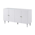 Bahut moderne et élégant avec 4 portes à motif ondulé et pieds cylindriques, meuble de rangement de 58 po avec étagères réglables, accent d'entrée