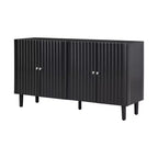Bahut moderne et élégant avec 4 portes à motif ondulé et pieds cylindriques, meuble de rangement de 58 po avec étagères réglables, accent d'entrée
