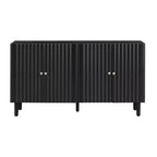 Bahut moderne et élégant avec 4 portes à motif ondulé et pieds cylindriques, meuble de rangement de 58 po avec étagères réglables, accent d'entrée