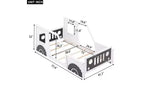 Lit de sol TUYOHW jumeau, Cadre de lit plateforme classique en forme de voiture avec roues décoratives et portes latérales, Lit enfant en bois de pin robuste, Lit pour tout-petits