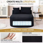 Chaise longue surdimensionnée en velours côtelé avec assise large de 117 cm, canapé-lit confortable avec oreillers pour salon ou chambre à coucher-Panipeachy