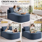 Chaise longue surdimensionnée en velours côtelé avec assise large de 117 cm, canapé-lit confortable avec oreillers pour salon ou chambre à coucher-Panipeachy