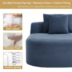 Chaise longue surdimensionnée en velours côtelé avec assise large de 117 cm, canapé-lit confortable avec oreillers pour salon ou chambre à coucher-Panipeachy
