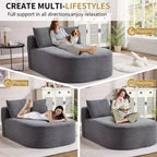 Chaise longue surdimensionnée en velours côtelé avec assise large de 117 cm, canapé-lit confortable avec oreillers pour salon ou chambre à coucher-Panipeachy