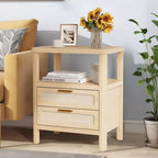 Tables de chevet en chêne 20, lot de 2, avec tiroir et étagère, 2 niveaux, pour chambre à coucher