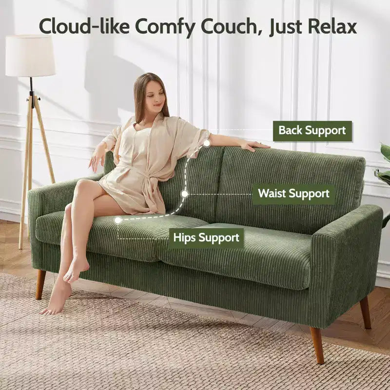 Dyonery Causeuse Moderne du Milieu du Siècle 68 Canapé Rétro | Assise Profonde 24 Cloud | Support Bois Massif 800lb