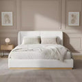 Christopher Knight Home Qian Wooden Boucle Upholstered Bed Frame with Enclosed Base and Headboard