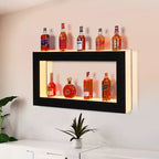 Garvee 48 LED Lighted Liquor Bottle Display Shelf, 2-Step Multifunctional Bar Shelves with Remote and App Control, Black