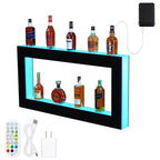 Garvee Étagère de Présentation de Bouteilles Lumineuse à 48 LED, Étagère de Bar Multifonctionnelle à 2 Niveaux avec Télécommande et Contrôle via Application, Noir
