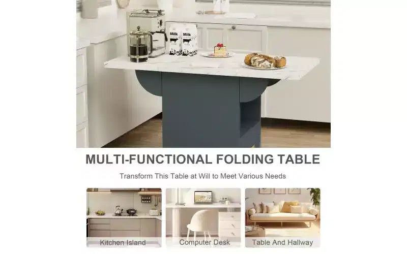 TUYOHW Table à manger mobile en bois avec roulettes, table de cuisine pliante avec rangement, table d'appoint multifonctionnelle pour table basse, îlot de cuisine