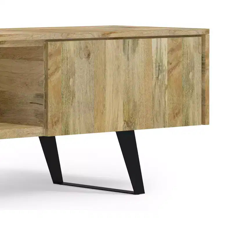 Meuble TV industriel moderne en bois massif Mitchell de 72 po de largeur pour téléviseurs jusqu'à 80 po