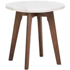 Table d'appoint ronde en marbre Marini - ACC8100 - Marbre/Noyer - Safavieh