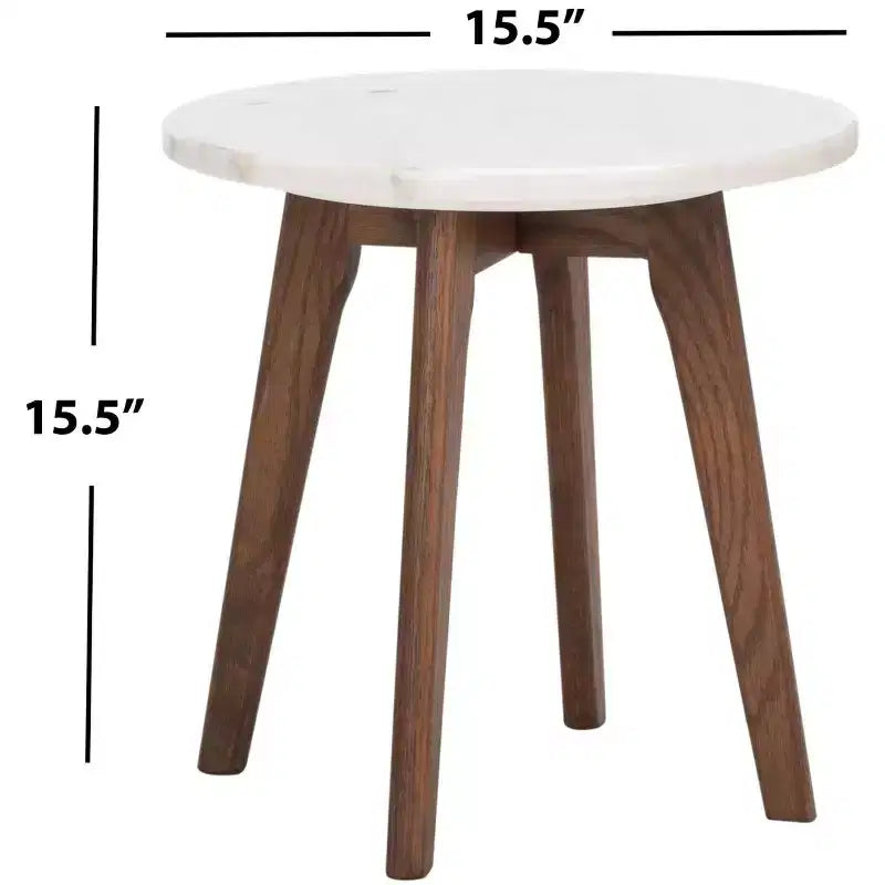 Table d'appoint ronde en marbre Marini - ACC8100 - Marbre/Noyer - Safavieh
