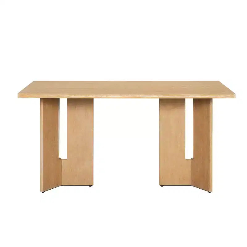 Table à manger rectangulaire Whisen 60, table à manger de style rustique en bois avec pieds découpés