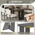 Table à manger rectangulaire Whisen 60, table à manger de style rustique en bois avec pieds découpés